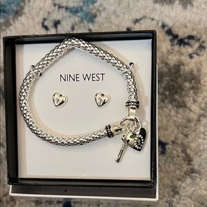 Nine West Silver Heart Bracelet Set